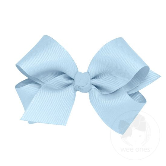Medium Classic Grosgrain Hair Bow (Knot Wrap) - Mill. Blue - Breckenridge Baby