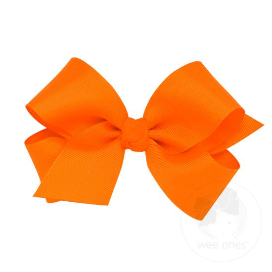 Medium Classic Grosgrain Hair Bow (Knot Wrap) - Orange - Breckenridge Baby