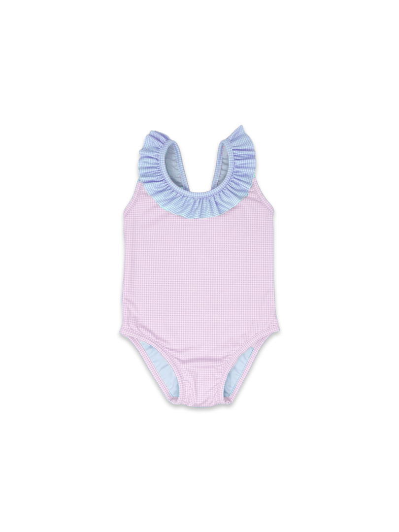 PRESALE // Sarah Swimsuit - Pink/Blue Minigingham - Breckenridge Baby