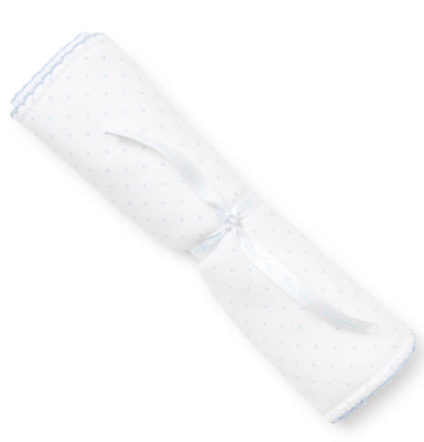 New Kissy Dots Print Burp Cloth - White w/ Light BLue - Breckenridge Baby
