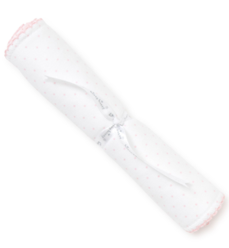 New Kissy Dots Print Burp Cloth - White w/ Pink - Breckenridge Baby