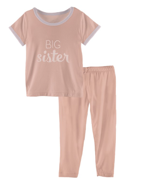 Short Sleeve Applique Pajama Set - Blush Big Sister - Breckenridge Baby