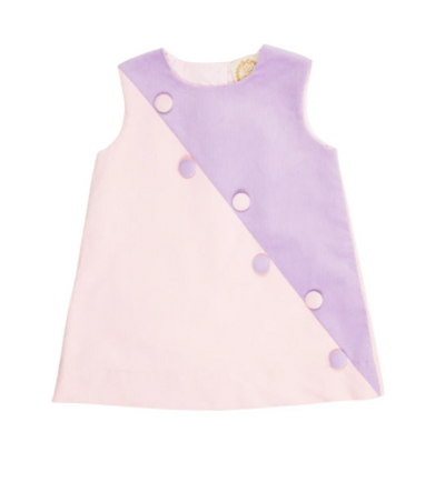 Blake Button Corduroy Dress - Palm Beach Pink Stripe/Lauderdale Lavender - Breckenridge Baby