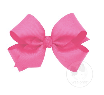 Medium Classic Grosgrain Hair Bow (Knot Wrap) - Hot Pink - Breckenridge Baby