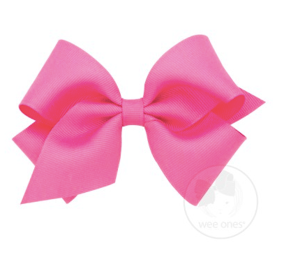 Small Classic Grosgrain Hair Bow - Hot Pink - Breckenridge Baby