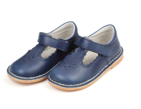 L'Amour Angie Scalloped T-Strap Mary Jane - Navy - Breckenridge Baby