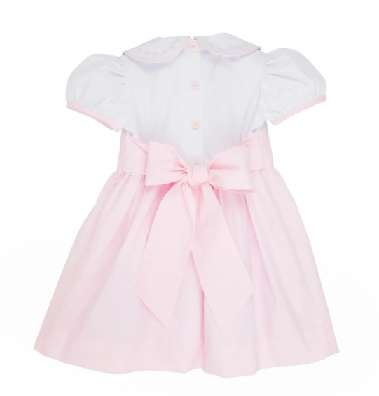 Cindy Lou Sash Dress - Worth Avenue White/Palm Beach Pink - Breckenridge Baby