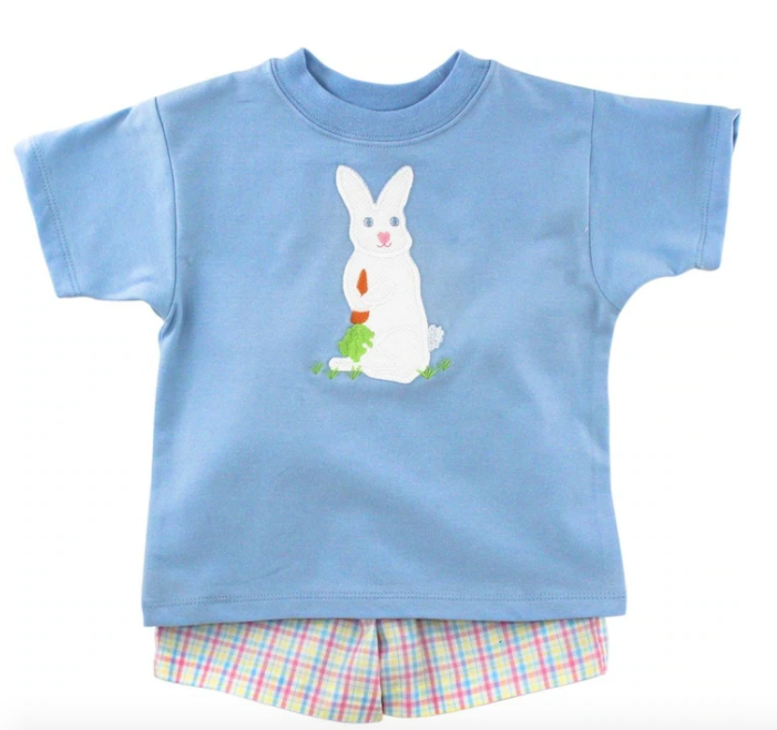 Plaid Rabbit Boys Short Set - Breckenridge Baby