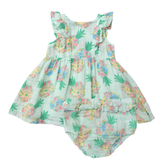 Pretty Pineapples Blue Sundress - Breckenridge Baby