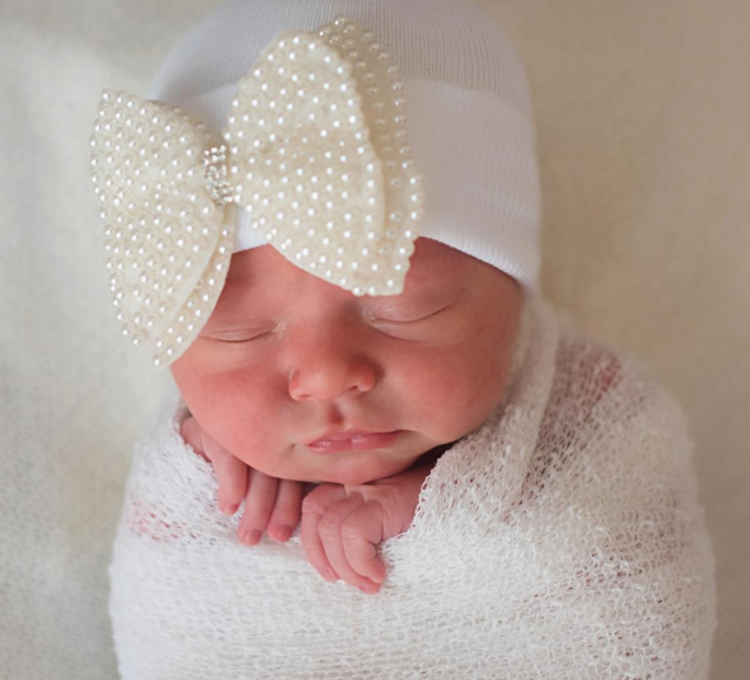 Pearl Bow Nursery Beanies - Breckenridge Baby