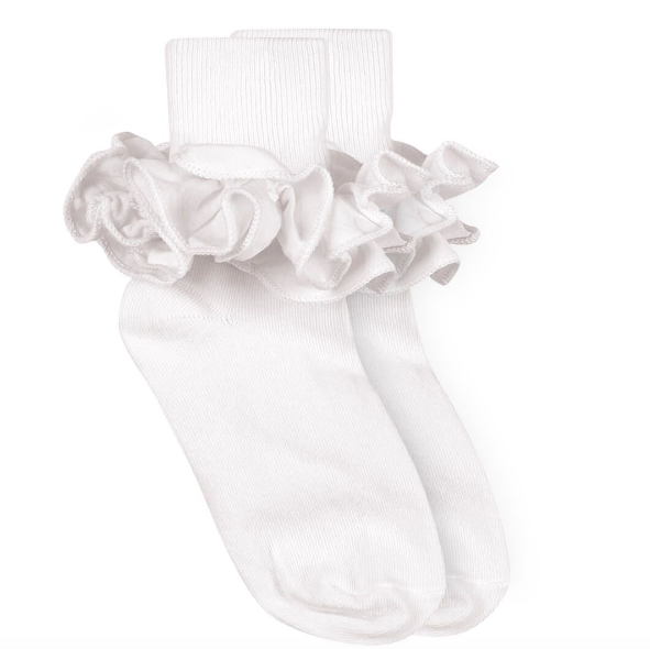 Ruffle Turn Cuff Socks (2143 Socks) - White - Breckenridge Baby