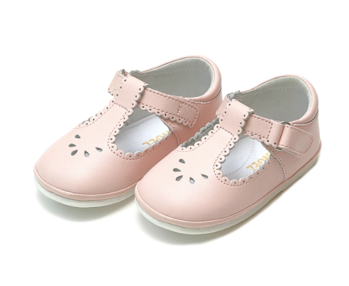 Dottie Scalloped T-Strap Mary Jane (H210) - Pink - Breckenridge Baby