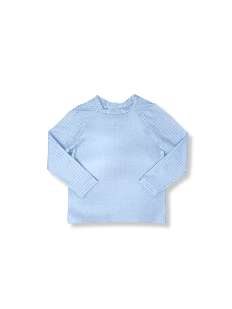 Sun & Sand Rash Guard - Blue Mini Gingham (Splish Splash) - Breckenridge Baby