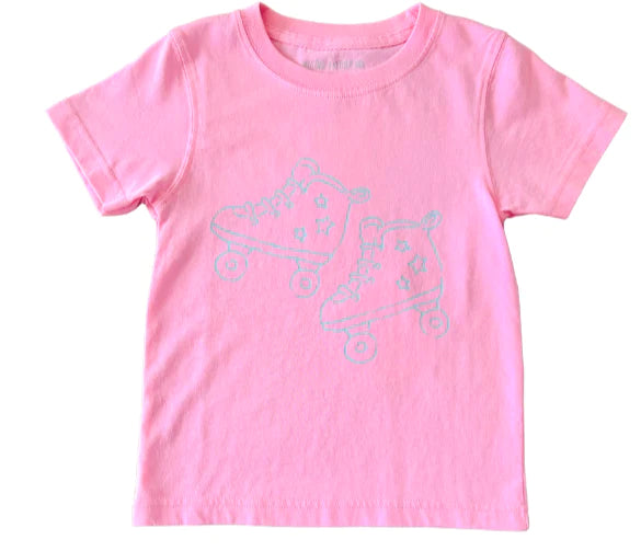 Short Sleeve Light Pink Skates T-Shirt - Breckenridge Baby