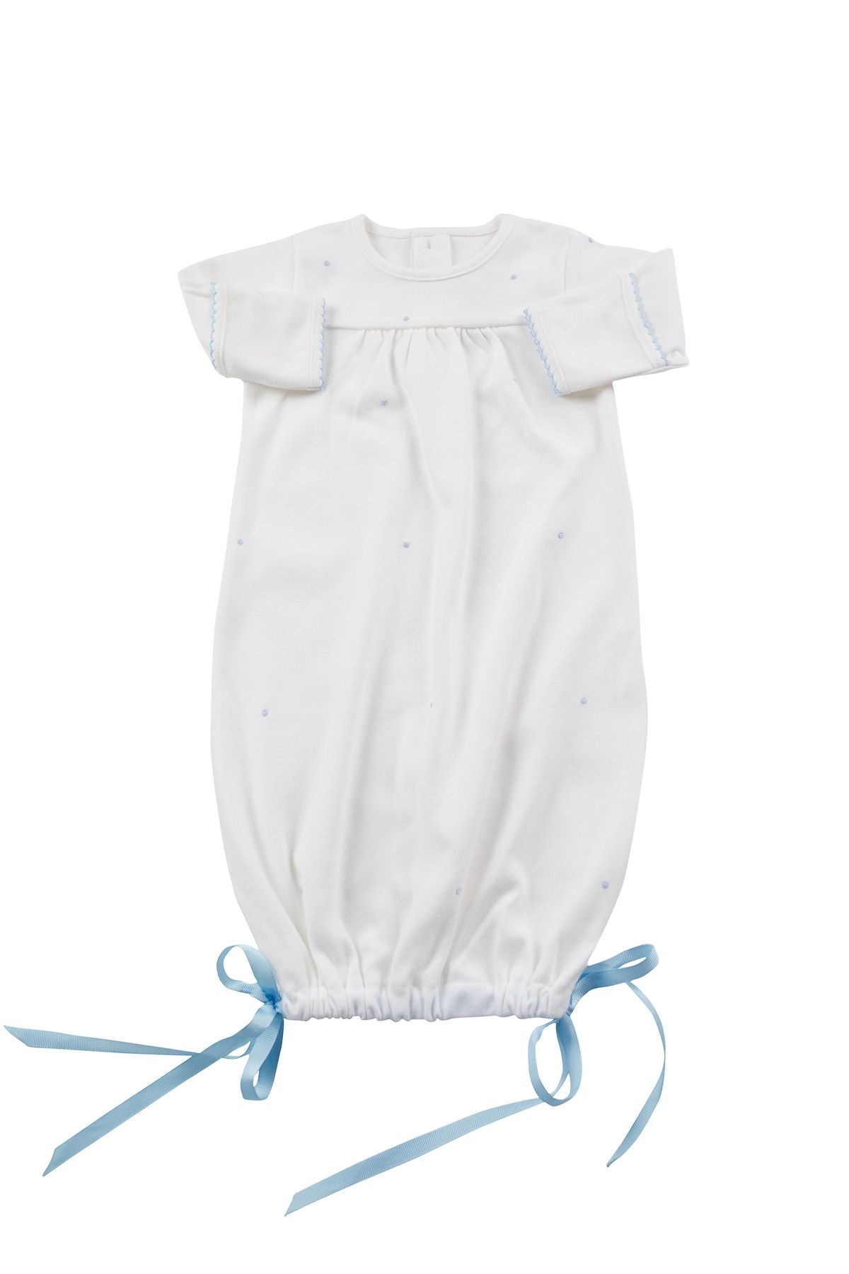 Grayson Knit Gown Scallop - Blue - Breckenridge Baby