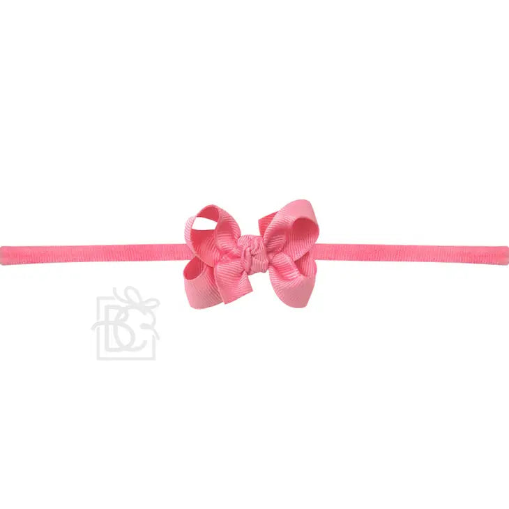 1/4" Pantyhose Headband W/Signature Grosgrain Bow - Hot Pink (2" Toddler) - Breckenridge Baby
