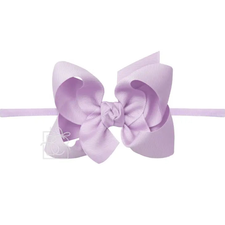 1/4" Pantyhose Headband W/Signature Grosgrain Bow - Light Orchid (4.5" Large) - Breckenridge Baby