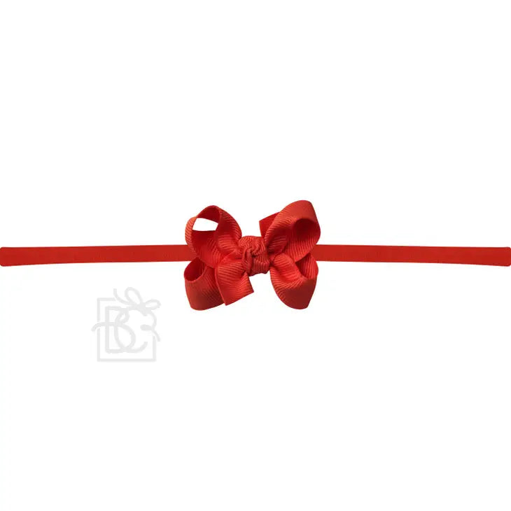 1/4" Pantyhose Headband W/Signature Grosgrain Bow - Red (2" Toddler) - Breckenridge Baby