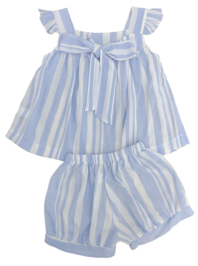 Mary Banded Short Set - Blue Stripe - Breckenridge Baby