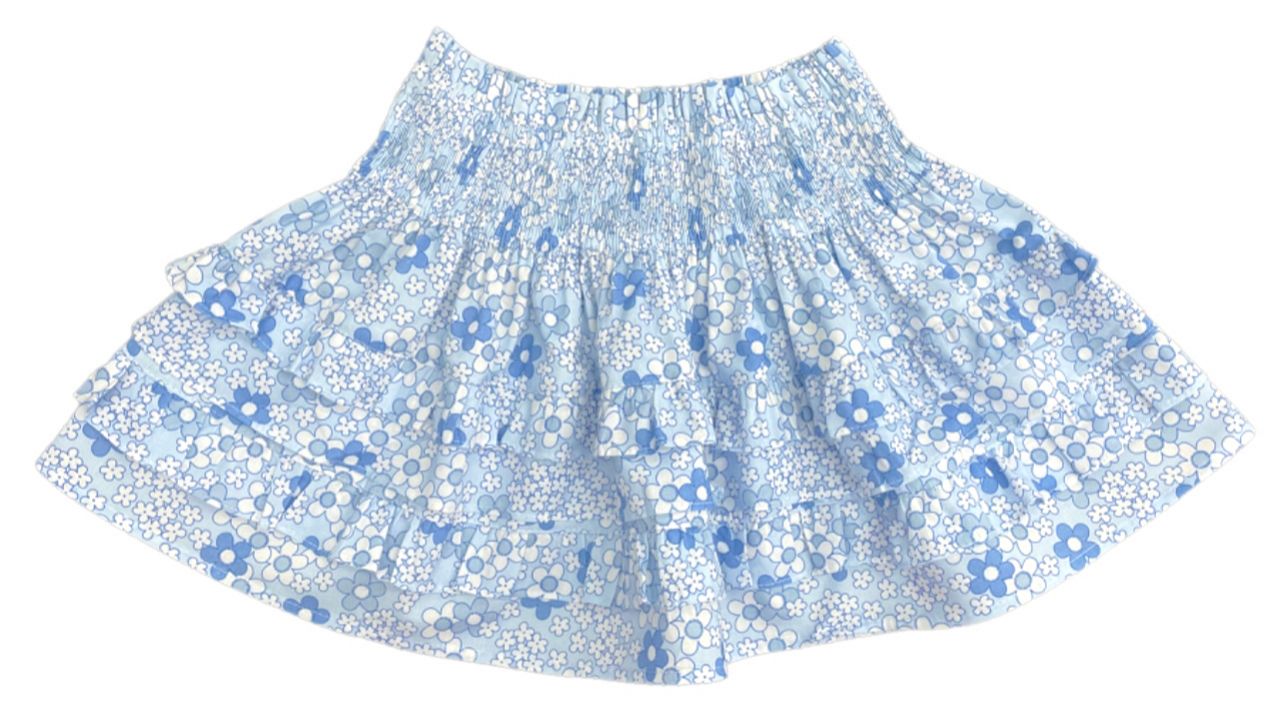 Smocked Ruffle Skirt - Blue Floral - Breckenridge Baby