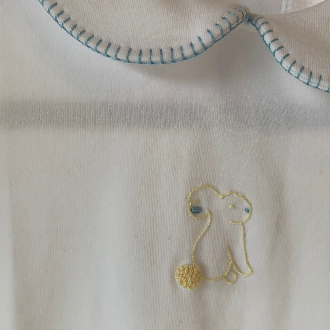 Peter Pan Tee - White Pima w/ Bunny Embroidery - Breckenridge Baby