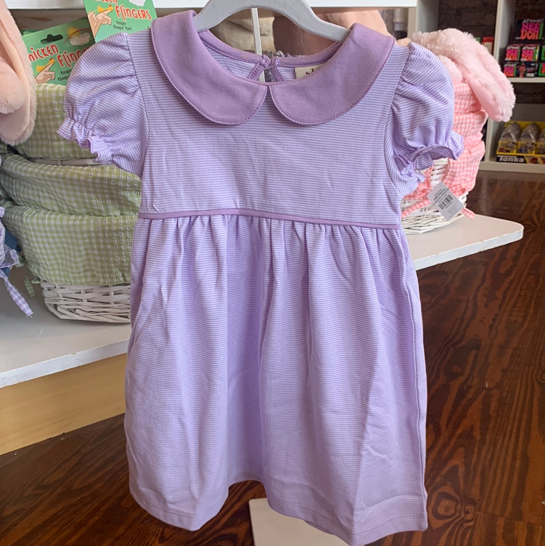 Narrow Lavender & White Stripe Dress - Breckenridge Baby