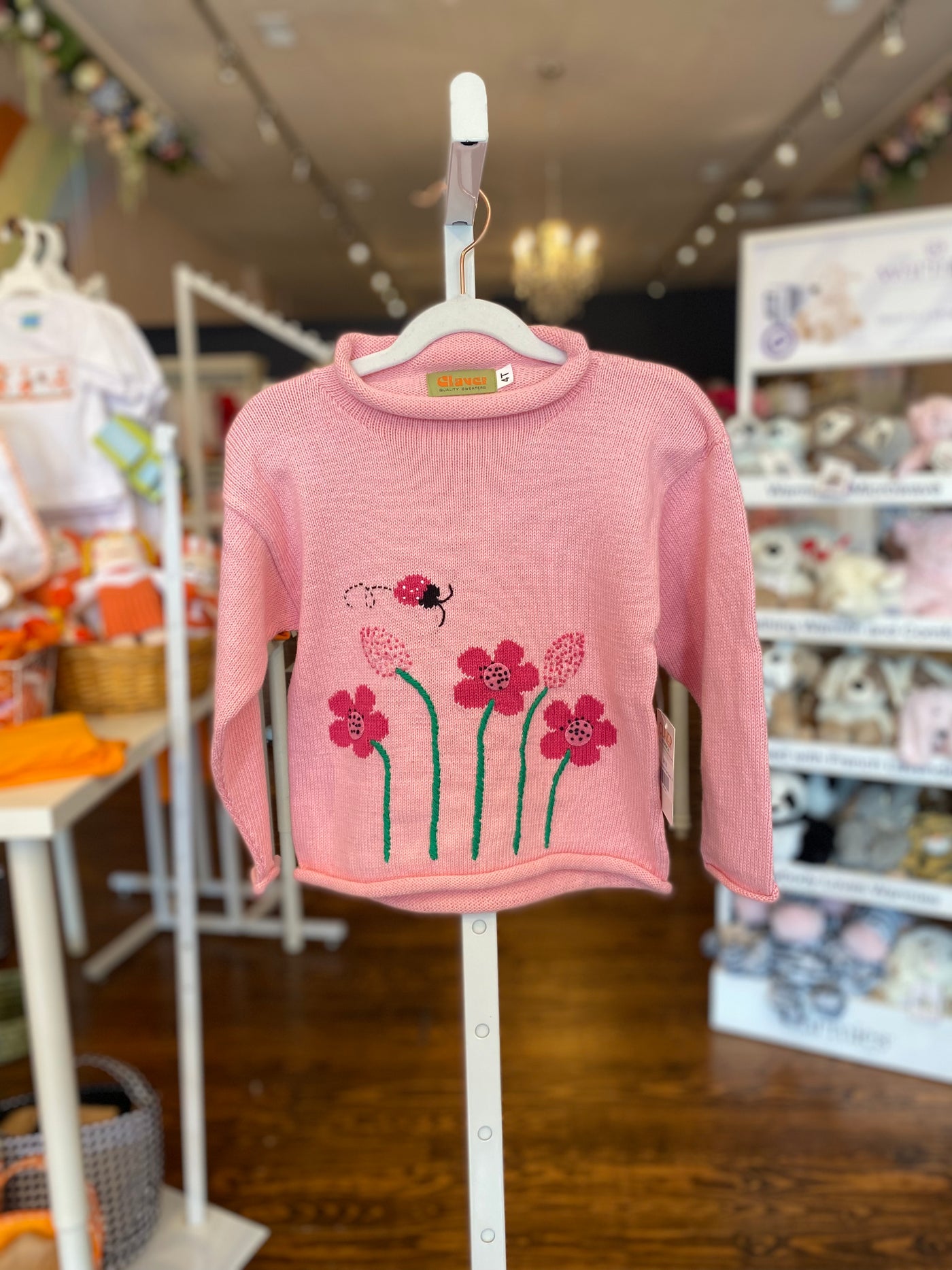 Light Pink Ladybug & Flower Sweater - Breckenridge Baby