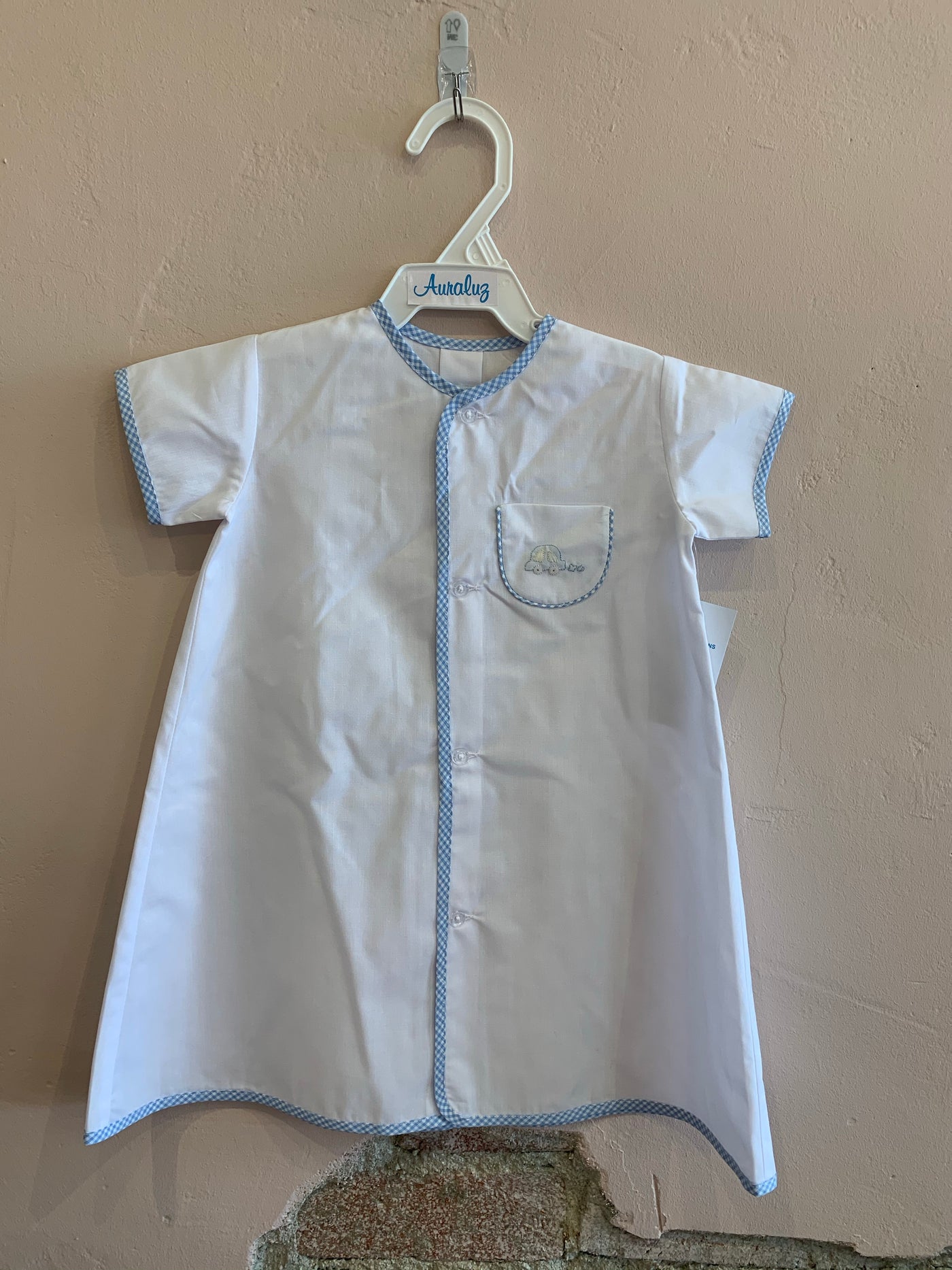 Boy Day Gown - Blue Check Rowcar - Breckenridge Baby