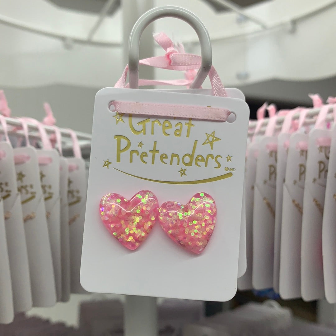 Boutique Glitter Hearts Clip On Earrings - Breckenridge Baby