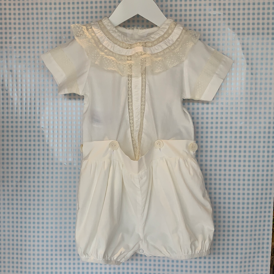 White Button On Heirloom Suit - Breckenridge Baby