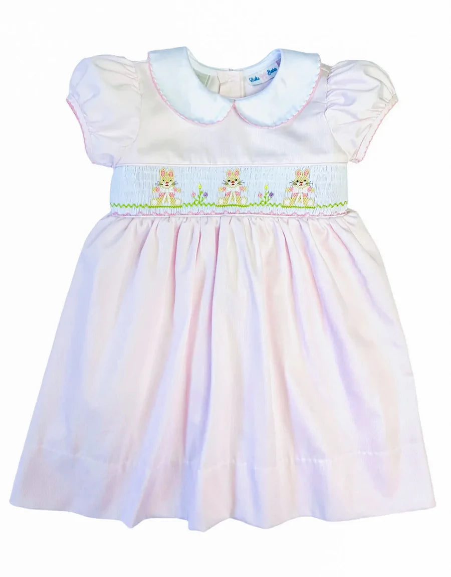 Rose Smocked Waist Dress - Bunny - Breckenridge Baby