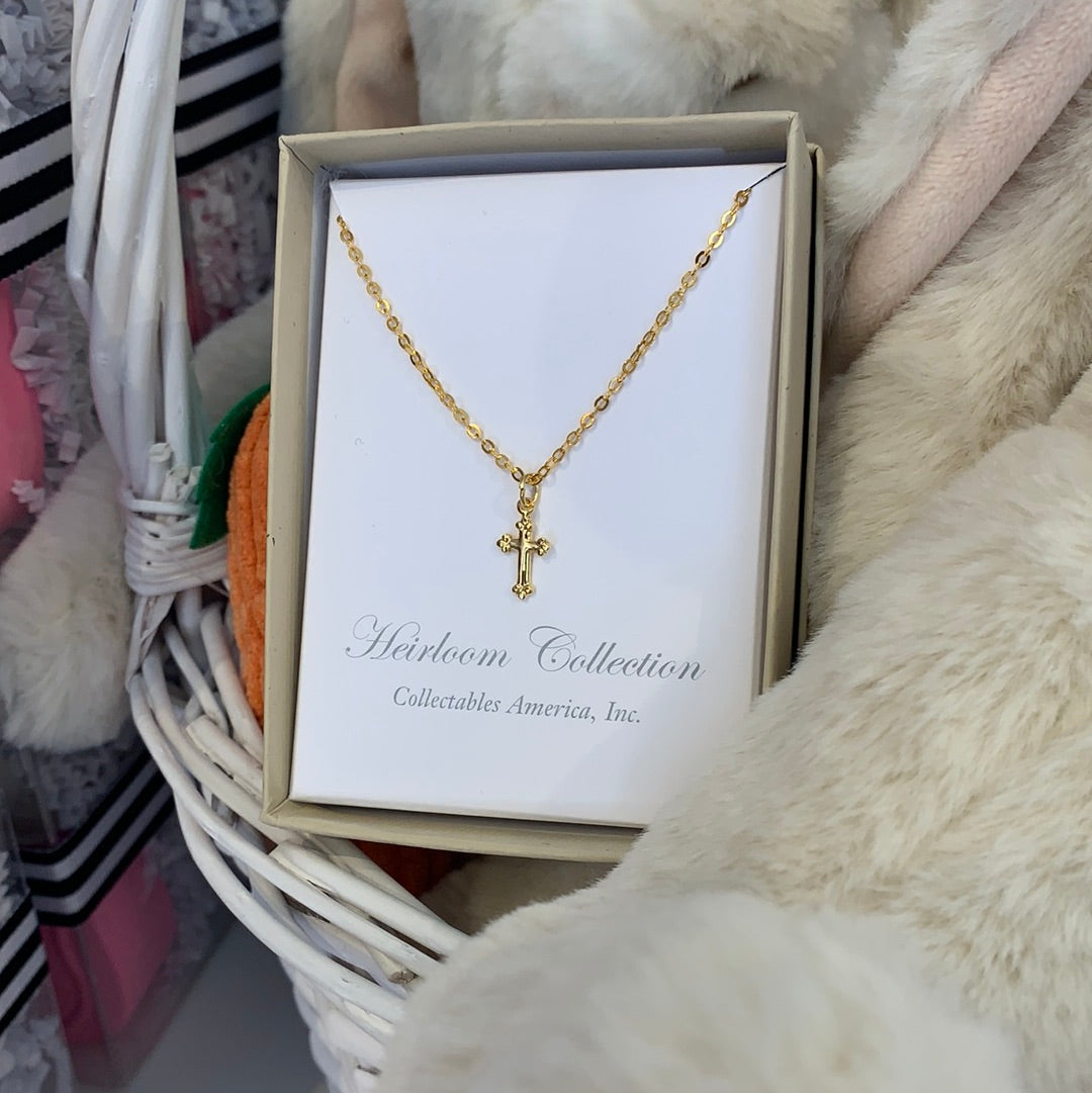 Gold Finish Cross Necklace - Breckenridge Baby