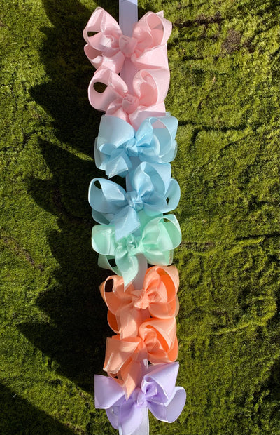 Grosgrain & Organza Layered Bow with Knot - Powder Mist - Breckenridge Baby