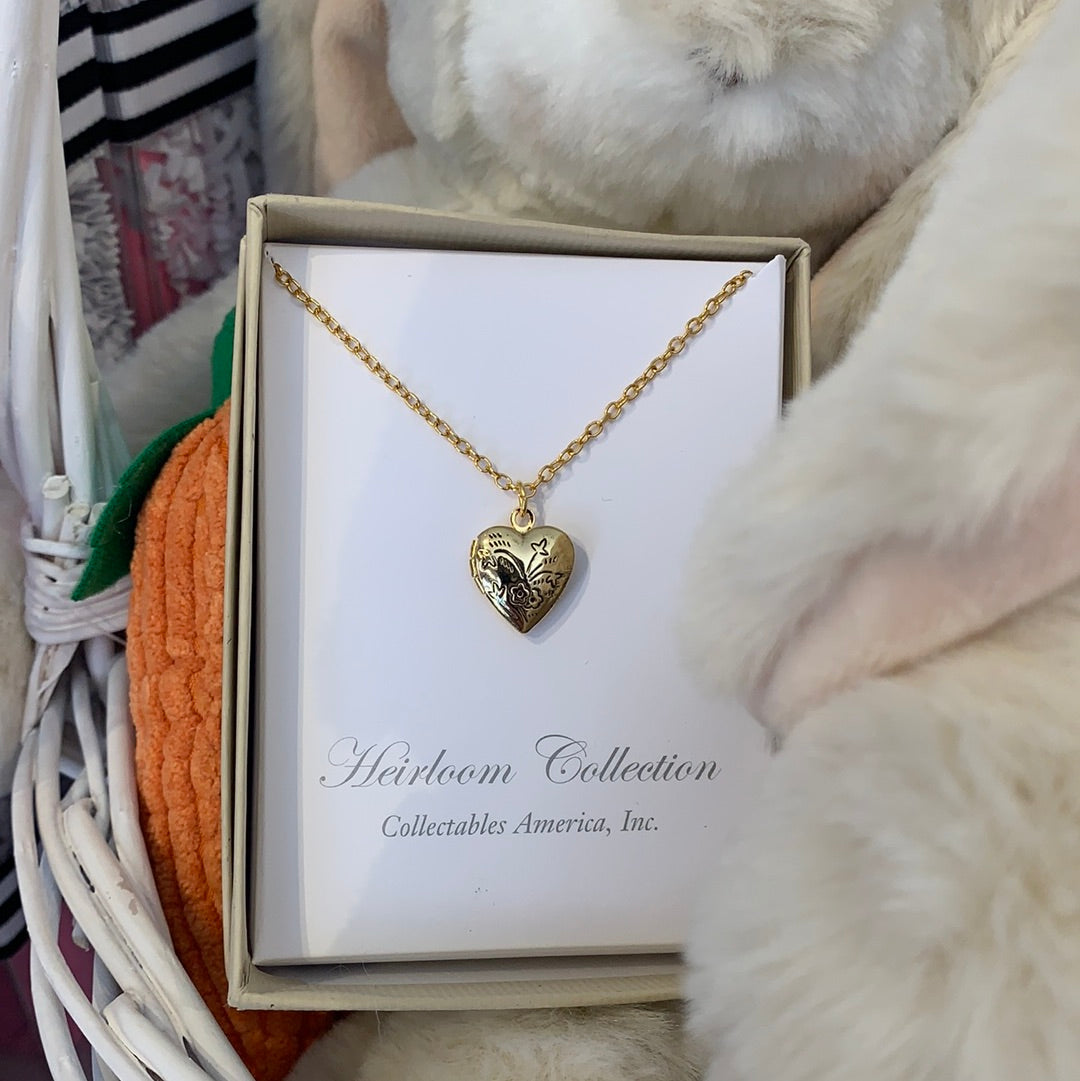 Gold Puffed Heart Necklace - Breckenridge Baby