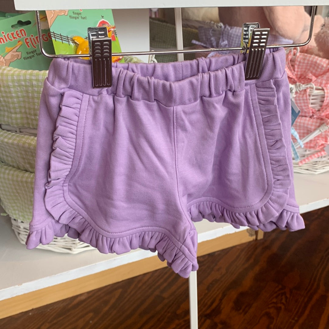 Lavender Ruffle Trim Shorts - Breckenridge Baby