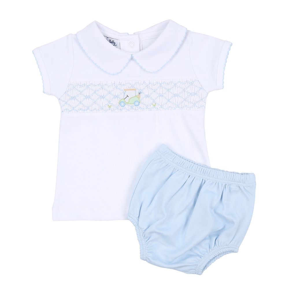 On the Green Smocked Collar Diaper Cover Set - Breckenridge Baby